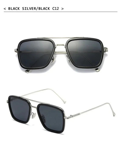 Fashion Tony Stark Sunglasses Iron Man Sun Glasses Vintage Square Metal Frames