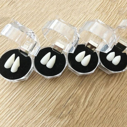 1-5pcs Vampire Teeth Fangs Dentures Props Halloween Costume Props False Teeth Solid Glue Denture Adhesive Halloween Party Decor