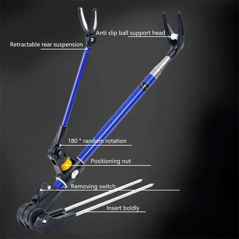 1.7M/2.1M/2.4M Novo Suporte de Vara de Pesca Telescópico de Aço Inoxidável Engrossado, Suporte de Vara de Pesca Dupla Finalidade, Suporte para Vara de Pesca