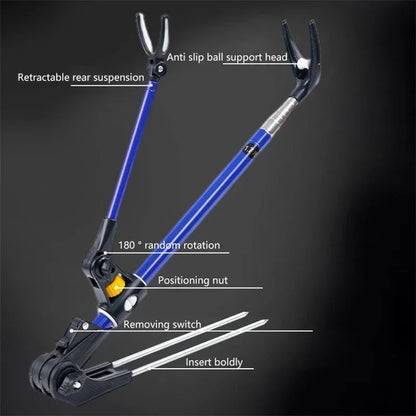 1.7M/2.1M/2.4M Novo Suporte de Vara de Pesca Telescópico de Aço Inoxidável Engrossado, Suporte de Vara de Pesca Dupla Finalidade, Suporte para Vara de Pesca