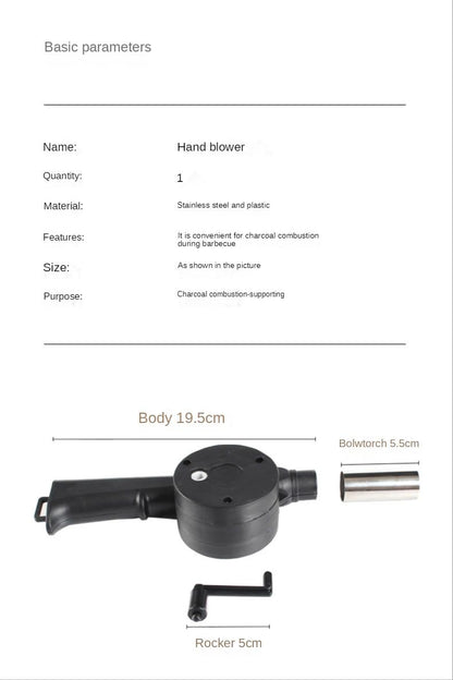 Outdoor Cooking barbecue blower Portable Hand Crank Fan Air Blower Grill Picnic Camping Stove Accessories Barbecue Tools