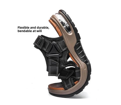 Fashion Men's Sandals Summer Soft Beach Flip Flop Comfortable Genuine Leather Sandals Outdoor Men Roman Sandals Size 46