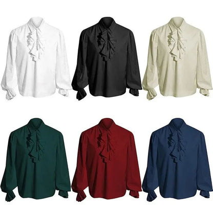 Vampire Renaissance Victorian Shirts for Men and Women  White Steampunk Ruffle Medieval Halloween Costume