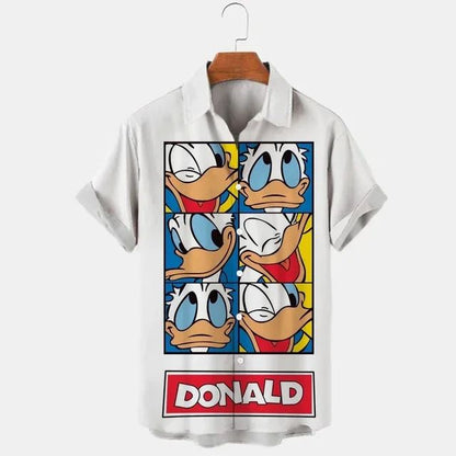 Miniso New 3d Shirts Mens Disney Mickey Mouse Street Tops Cute Cartoon 3d Printed Shirts Mens Casual Fashion Shirts 2024