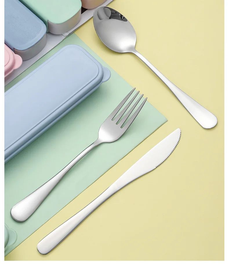 Portable Stainless Steel Cutlery Suit with Storage Box Chopstick Fork Spoon Knife Travel Tableware Set Camping Cutlery