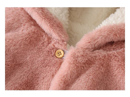 Baby Rompers Winter Warm Coral Fleece Newborn Baby Girl Clothes Cartoon Rabbit Coats Infant Jumpsuit Animal Overalls Pajamas