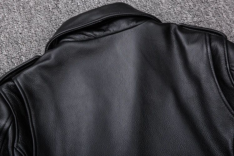 Spring Classical Motorcycle oblique zipper Jackets Men Leather Jacket Natural Calf Skin Thick Slim Cowhide Moto Jacket man