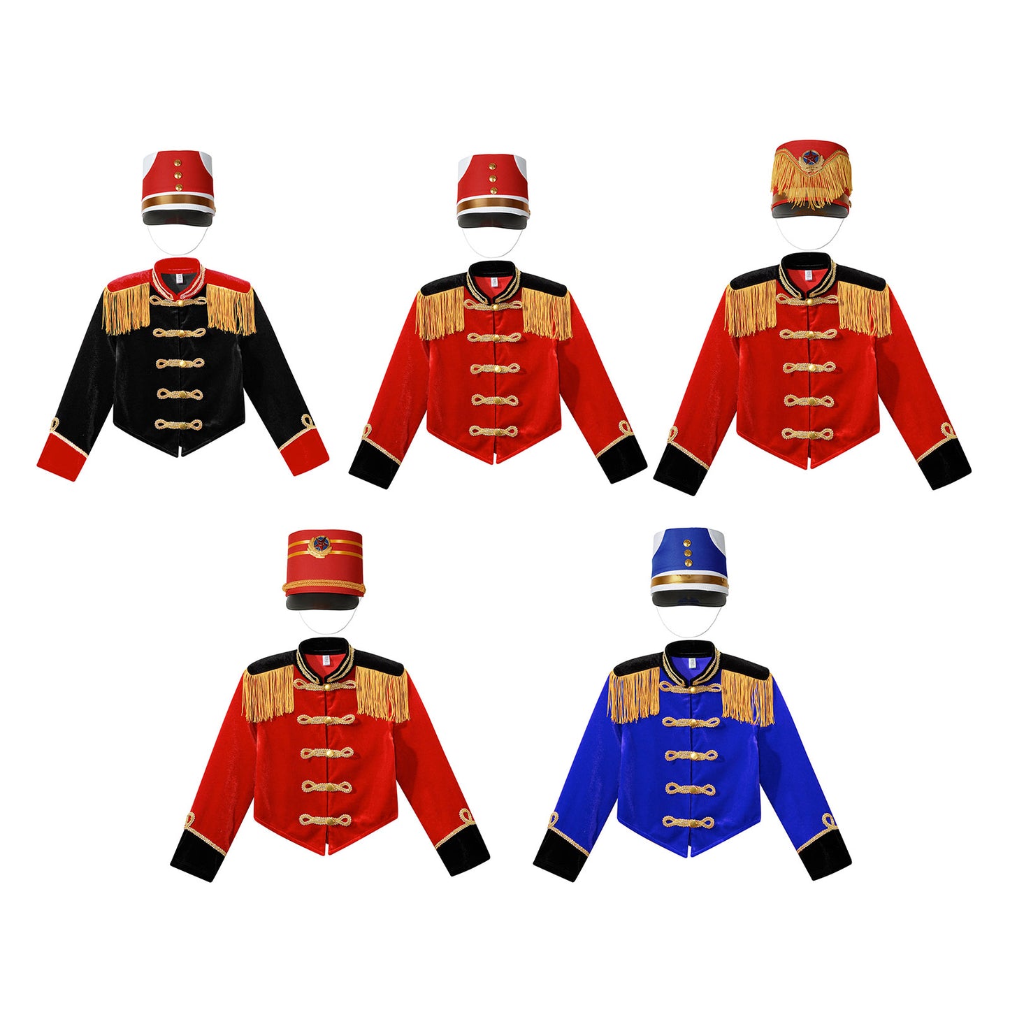 Girls Boys Marching Band Costume Outfits Circus Ringmaster Jacket Coat Team Performance Drummer Drum Major Uniform with Hat Sets