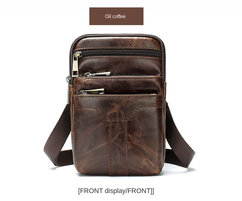 New Men's Cow Leather Chest Bag Man Small Shoulder Casual Male Crossbody Waist Bag