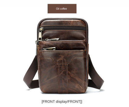 New Men's Cow Leather Chest Bag Man Small Shoulder Casual Male Crossbody Waist Bag