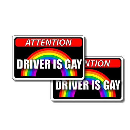 11.5x7.6CM Driver Is Gay Car Hood Creative Decals Auto Both Side Body Cover Scratches Stickers Window Trunk Logo Attention Mark