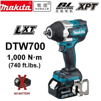 Chave de Impacto a Bateria Makita DTW700, Velocidade Contínua, 18V, Ferramenta Elétrica Sem Escovas (Sem Bateria) para Aperto de Parafusos Pesados