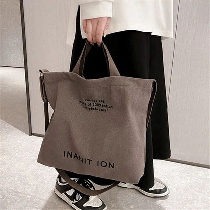 Japanese Canvas Crossbody Bags for Men Women Retro Letter Tote Bag, Trendy Literary Handbag Shoulder Bag for School Work Travel