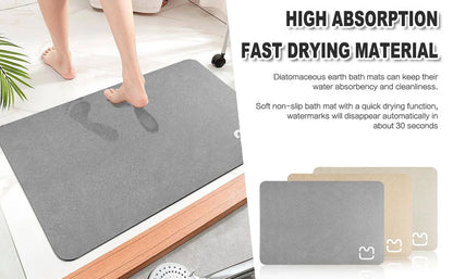 Tapete de Banho de Pedra Diatomácea Tapete de Banho de Terra Diatomácea Super Absorvente Antiderrapante 3,5MM de Espessura Tapete de Banho para Chão de Banheira