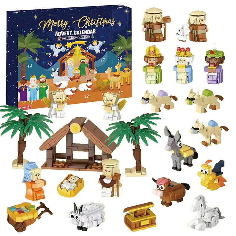 DIY Christmas Advent Calendar Gift Box Nativity Jesus Bricks Toys 24days Countdown Advent Calendars Christmas Home Decoration