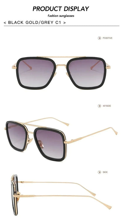 Fashion Tony Stark Sunglasses Iron Man Sun Glasses Vintage Square Metal Frames