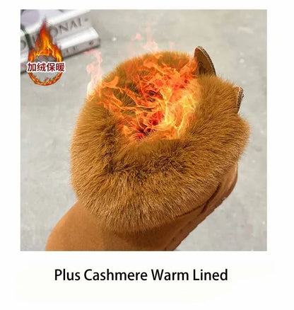 Kids Genuine Cowhide Snow Boots Winter Baby Soft Warm Cotton Shoes with Plush Boys Girls One Fur Suede Boots Princess Retro Boot