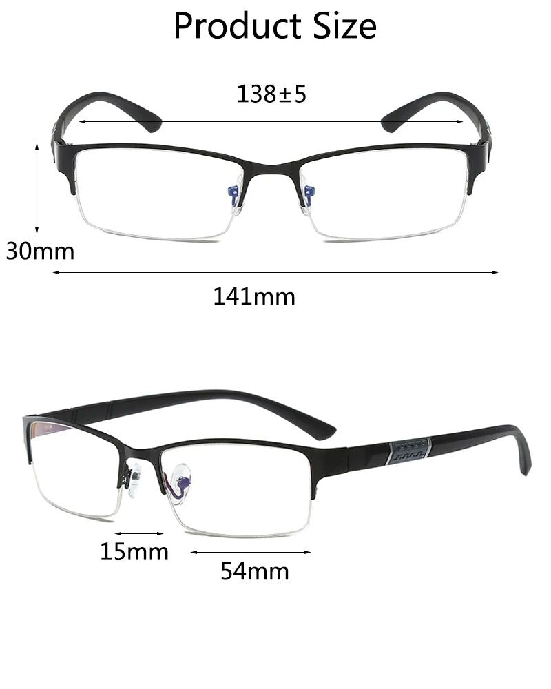 Óculos de Leitura Masculino Feminino de Alta Qualidade Meio Aro Dioptria Óculos de Grau Negócios Masculino Presbiopia Lentes De Leitura Mujer