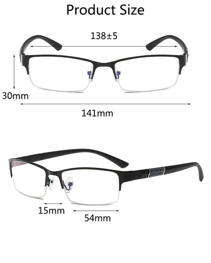 Óculos de Leitura Masculino Feminino de Alta Qualidade Meio Aro Dioptria Óculos de Grau Negócios Masculino Presbiopia Lentes De Leitura Mujer