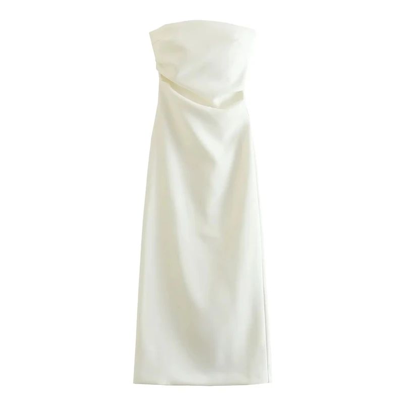 ASDS 2024 off shoulder black white long dress women bodycon beige midi dress wom