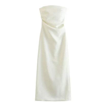 ASDS 2024 off shoulder black white long dress women bodycon beige midi dress wom