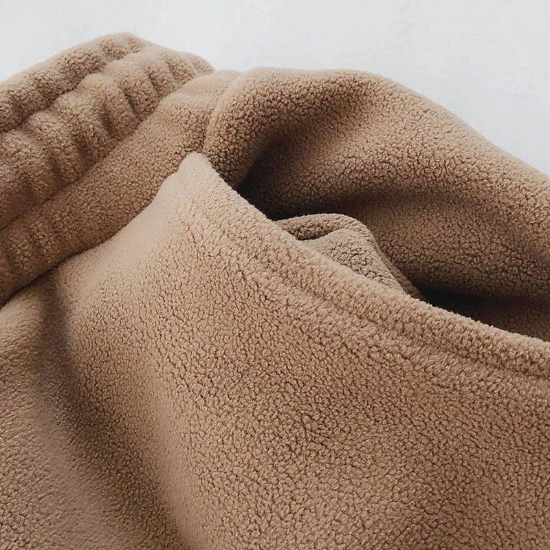 Thick Warm Fleece Lined Wide Leg Casual Sweatpants Women's Autumn Winter plus Size Cuffed Slimming Loose Fit Sport Pants