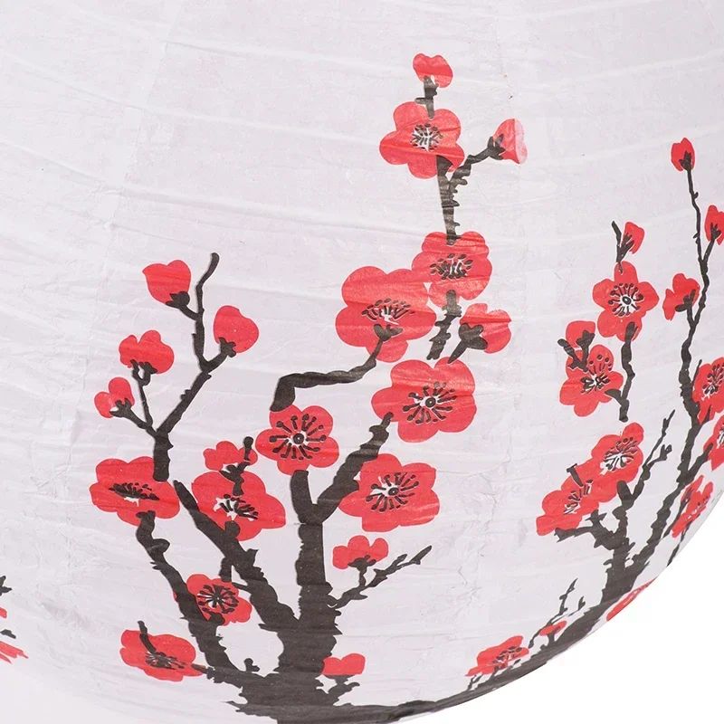30CM Japanese Style Wedding Birthday Party Decoration Mid Autumn Festival Handheld Lantern Printed Flower Round Chinese Lantern