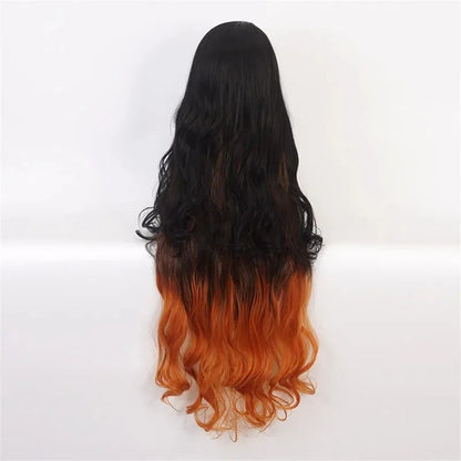 Anime Nezuko Cosplay Kamado Nezuko Cosplay Costume Nezuko Wig Uniform with Props for Adult Kids Halloween Carnival Costumes