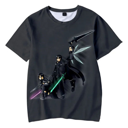 Hot Anime Manga Sword Art Online Kirito Printed T-shirt for Men 3D Fashion Harajuku O-neck y2k tops kid Cosplay Unisex Clothing
