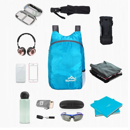Mochila Esportiva Dobrável Impermeável Ultrafina Portátil Leve para Viagem, Adequada para Camping, Corrida, Fitness