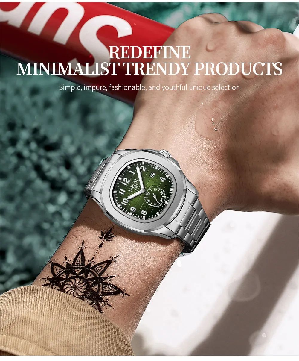 NIBOSI Sport Men Watch Top Brand Luxury AQUANAUT Quartz Watches for Men Waterproof Luminous Auto Date Male Watch Reloj Hombre