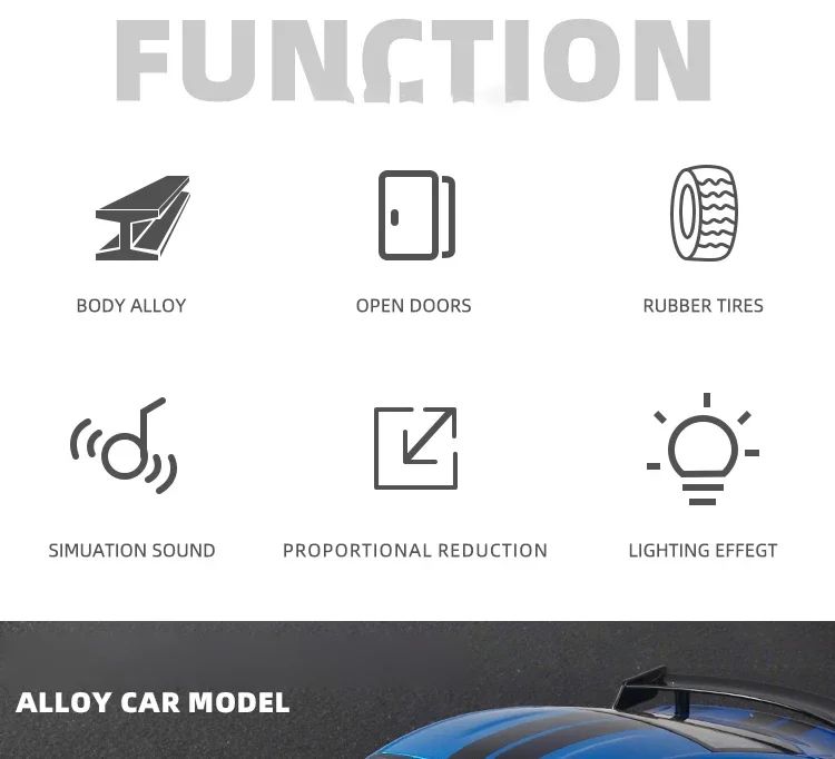 Miniaturas grandes de Ford Mustang GT500 1:18, veículo de liga fundido em metal, modelo colecionável, brinquedos com luz e som, carro de presente para crianças e meninos