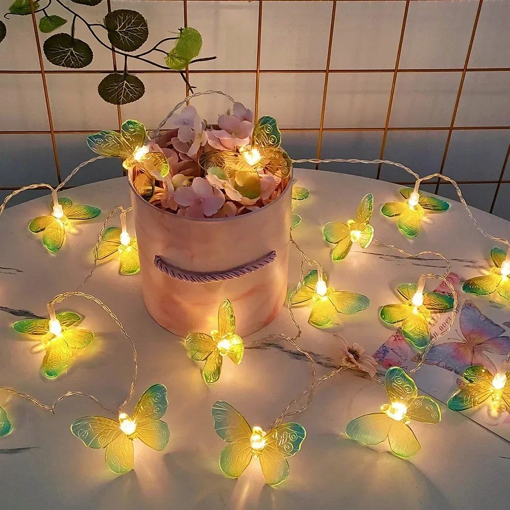 1.5M Butterfly LED Fairy Light String Garland Girls Butterfly Brithday Party Wedding Spring Home Decorations Kids Christmas Gift