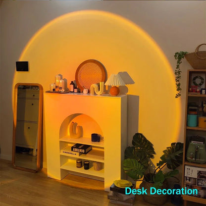 USB Sunset Lamp Sunset Projector Mood Light Living Room Bedroom Night Light Indoor Decor Bar Atmosphere Photography Background