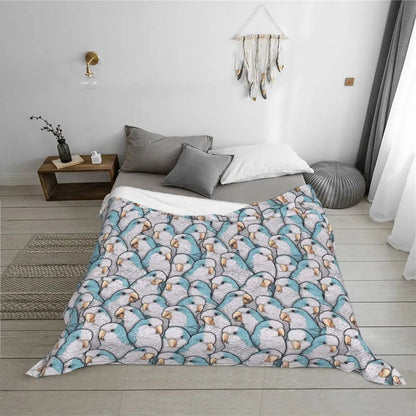 Blue Quaker Monk Parakeets Throw Blanket Flannels Comforter Kid'S sofa bed Blankets