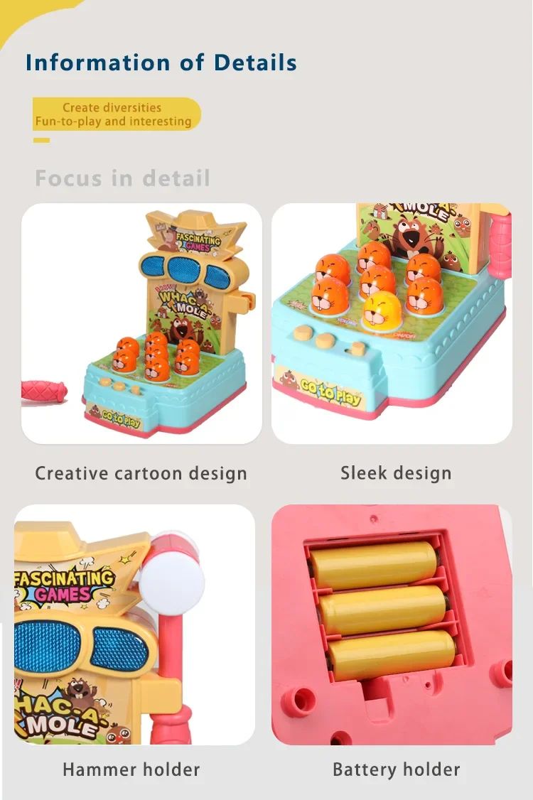 2025 New whack-a-mole electric toy baby early education enlightenment game console children interactive knock knock music toys
