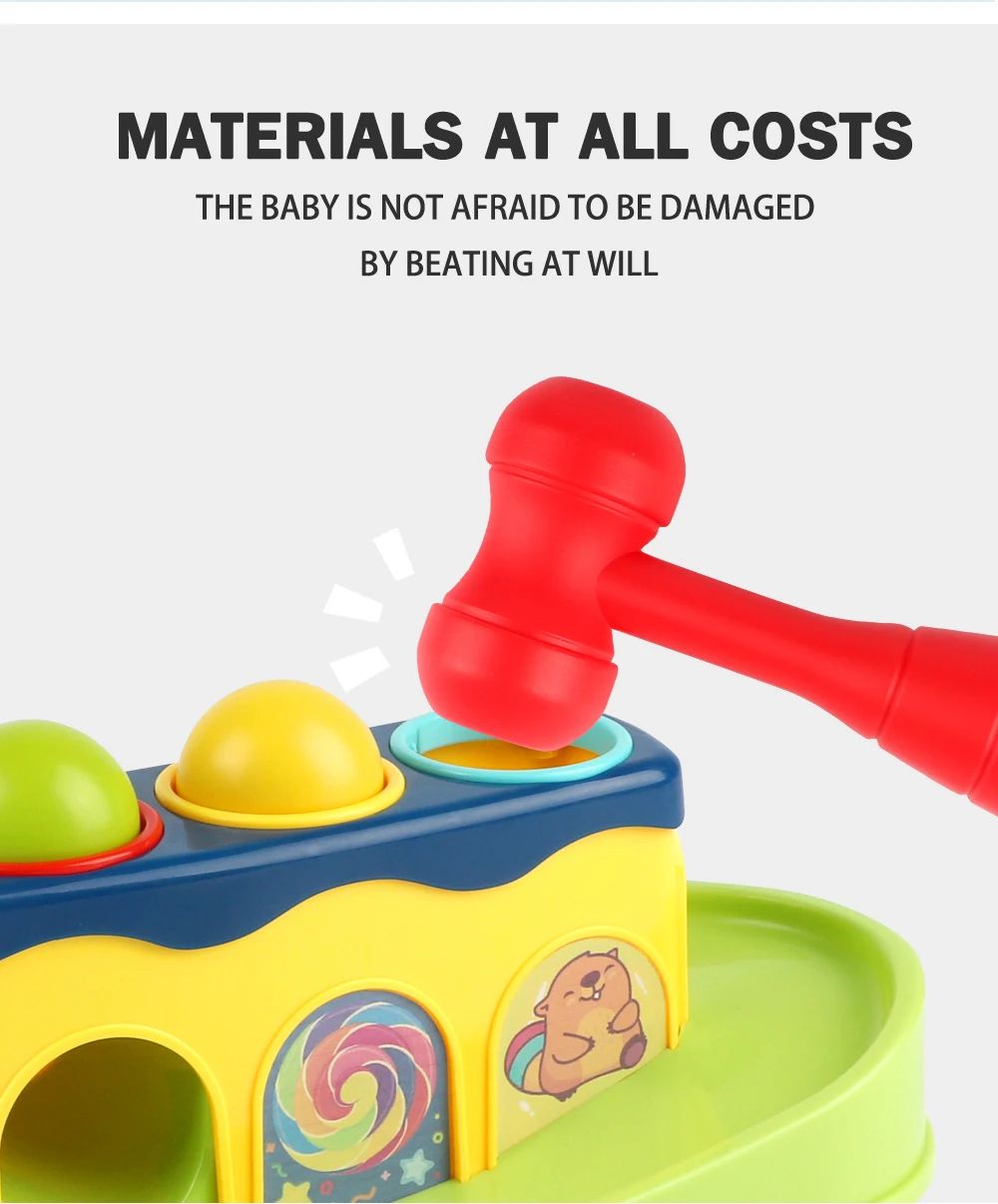 Engaging Pop-Up Hammer Toy for Babies Educational Stacking Balls Game Toys Gifts for Children's Preschool Fun for Boys Girls