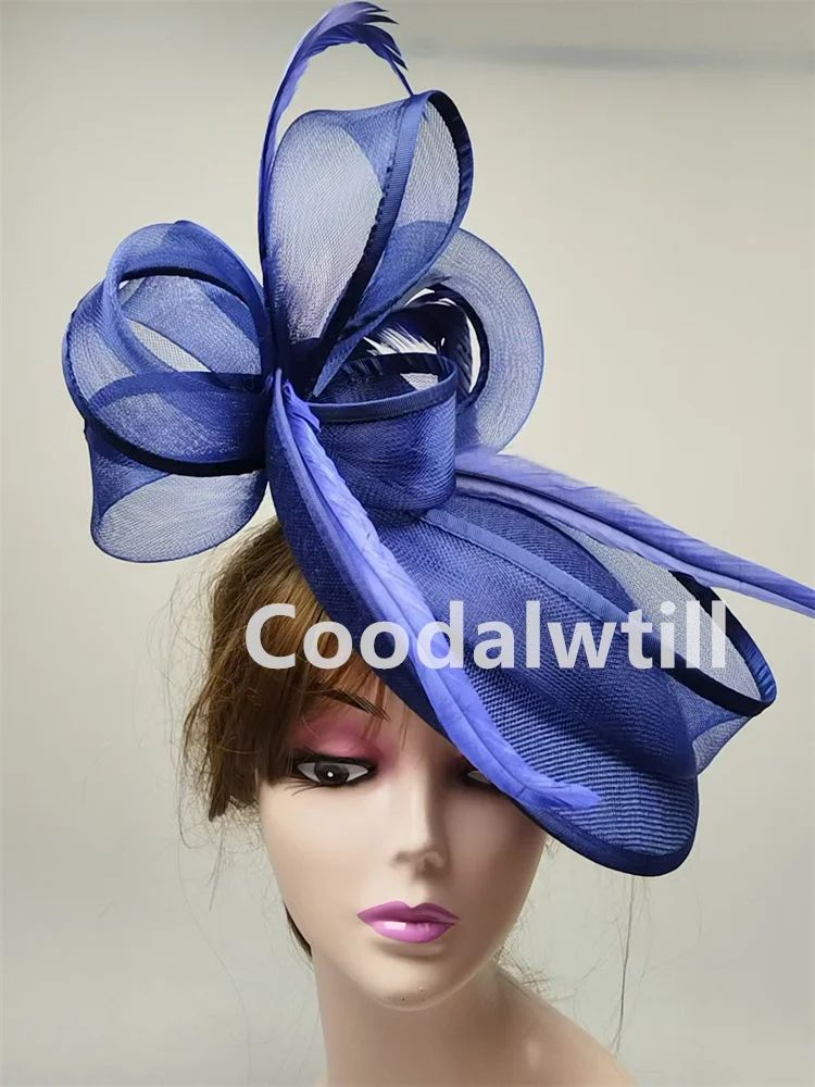 Chapéu Fascinator de Casamento Feminino, Chapéu de Millinery para Eventos Formais na Igreja, Chá, Corrida Kentucky Derby, Chapeau com Pena