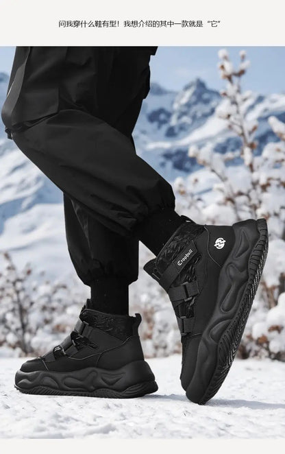 Warm Snow Boots 2025 Men's Fashion Plush Warm Comfortable Anti Slip Thick Sole Cotton Shoes Outdoor Vacation Casual Shoes