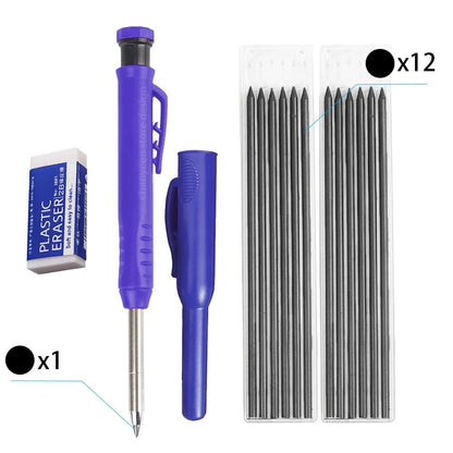 3Colors Refill 2.8mm Solid Carpenter Pencil Set Mechanical Pencil Cap Carpentry Marking Scriber Construction Woodworking Tools
