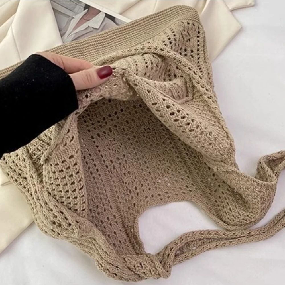 Bohemian Crochet Tote Bag for Women Handwoven Macrame Shoulder Bag with Hollow Knit Design Elegant Christmas Gift for Her, Beach