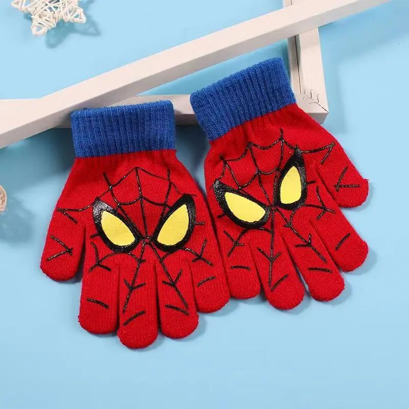 Luvas Quentes Infantis de Inverno Homem-Aranha Marvel Luvas de Malha Desenho Animado Anime Marvel Decoração Fofa Presentes de Natal para Crianças Em Estoque