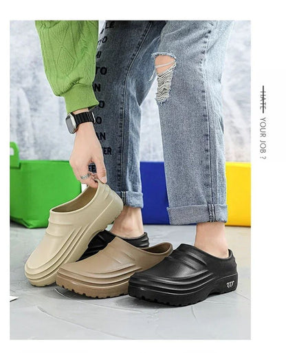 New Men's Casual Sandals Summer Chef Shoes Non-slip Fashion Trend Oil-resistant Work Shoes Outdoor Indoor Lazy Slippers