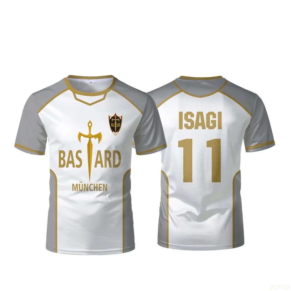 2025 New Blue Lock Anime Bastard Mnchen Jersey White Maillot Men's Football T-shirt Kaiser Isagi Cosplay Tops Breathable Sports