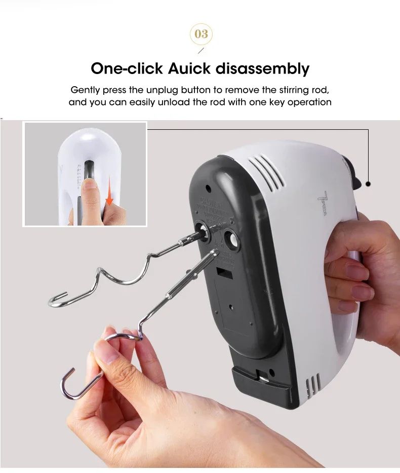 Handheld 7 Speed Automatic Electric Mixer Multi Functional for Food Egg Cream Cake Dough Mixing Baking Kitchen Home Use