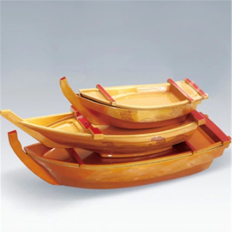 Barco de sushi preto Sashimi gelo seco barco de cozinha ABS prato de salmão prato de sashimi Culinária japonesa Barco Dragão recipiente