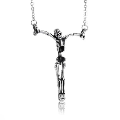 Colar Masculino Caveira Prisioneira Banhado a Prata, Acessório de Joia Gótica para Motociclistas, Punk Rock e Halloween