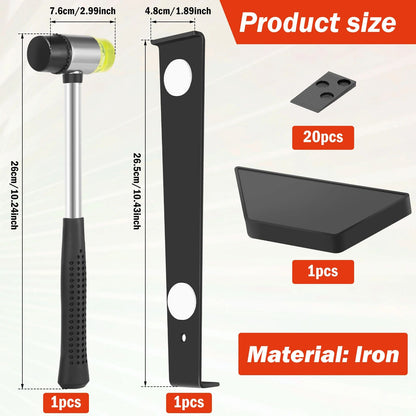 Kit de Instalação de Piso Laminado de Madeira 23 Peças Ferramenta Completa para Piso Laminado com Martelo de Dupla Face e Ferramenta de Barra de Tração Pesada