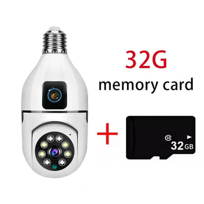 8MP WiFi IP Camera E27 Bulb Dual Lens Wireless Cam Baby Monitor Two-way Audio AI Human Tracking Smart Home Surveillance Camera
