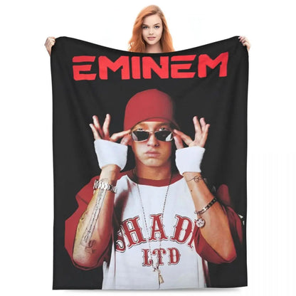 Eminem Inspired Coral Fleece Throw Blanket Super Soft Plush for Home Travel Bedding Air Conditioning  Summer Essential